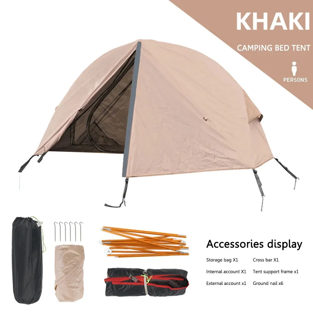 Camping Folding Tent Portable Outdoor Off The Ground Tent Single Person UV Resistant Waterproof with Bed for Hiking Travel