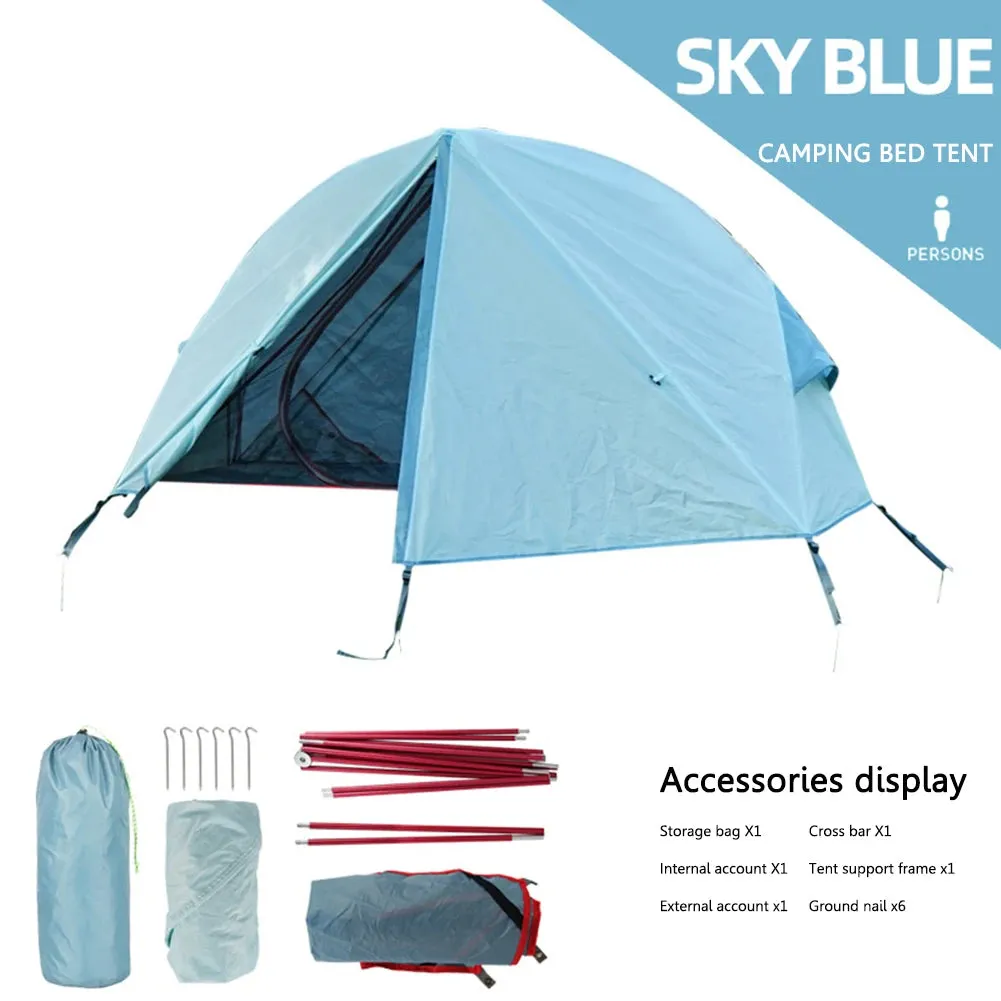 Camping Folding Tent Portable Outdoor Off The Ground Tent Single Person UV Resistant Waterproof with Bed for Hiking Travel