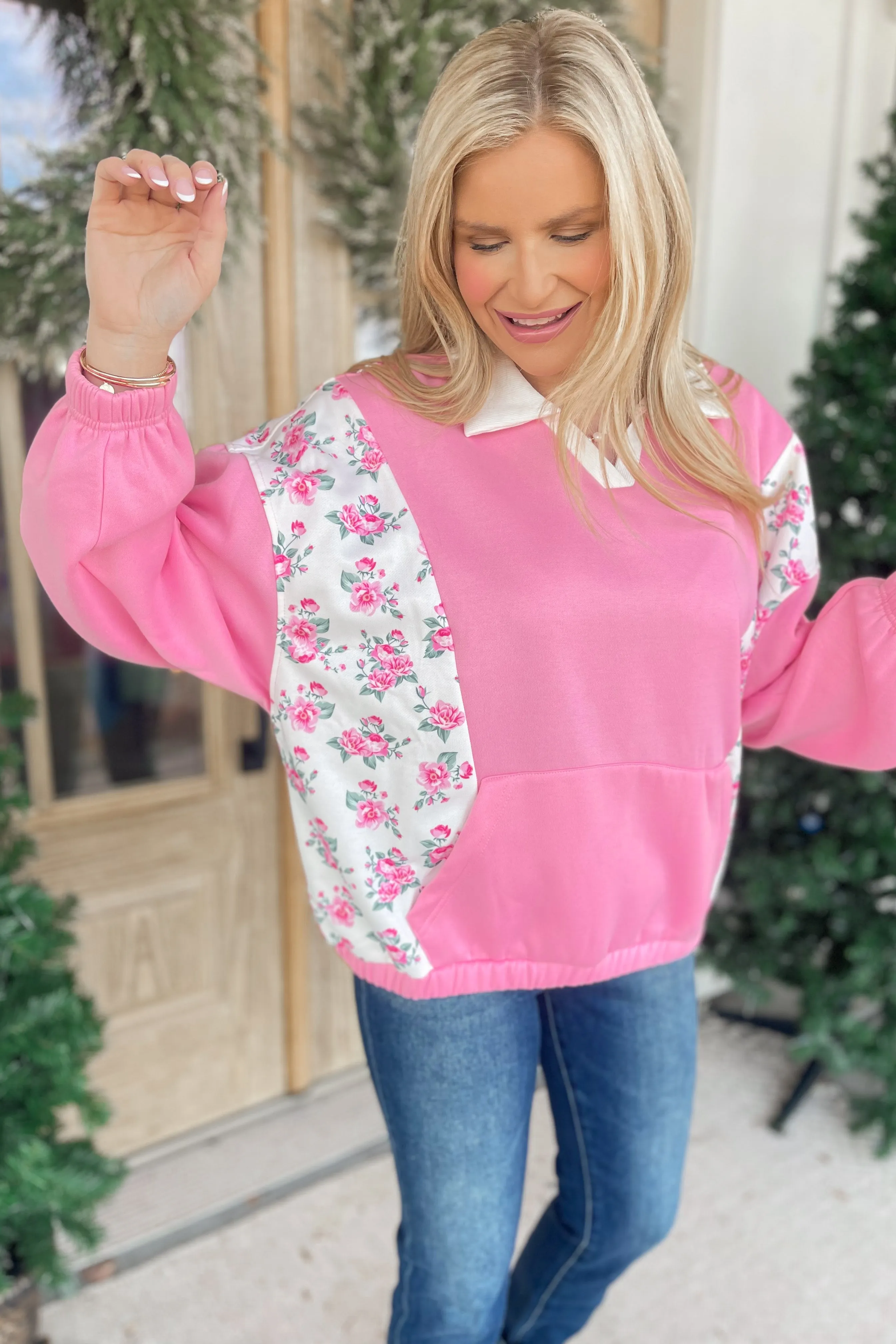 Canaan Oversized Fleece Color Block Top