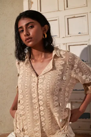 Caramel Desert Crochet Shirt