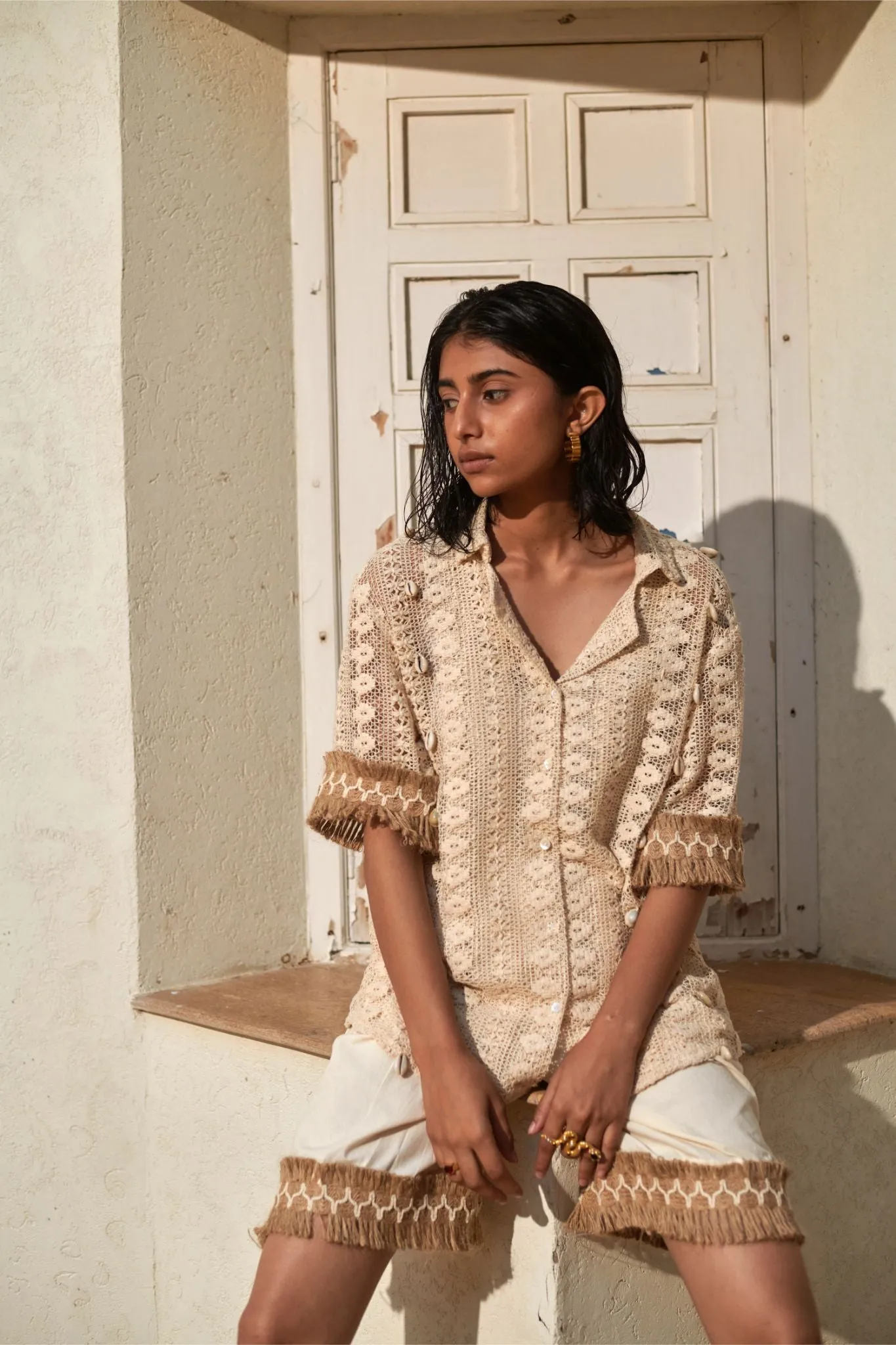 Caramel Desert Crochet Shirt