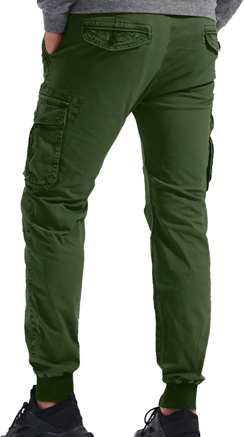 Cargo Pants Men Work Flexible Casual Pants Joggers Athletic Pants Loose Straight Leg Sweatpants with Multi Pockets