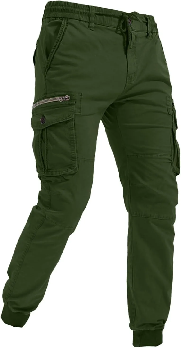 Cargo Pants Men Work Flexible Casual Pants Joggers Athletic Pants Loose Straight Leg Sweatpants with Multi Pockets