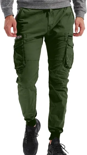 Cargo Pants Men Work Flexible Casual Pants Joggers Athletic Pants Loose Straight Leg Sweatpants with Multi Pockets