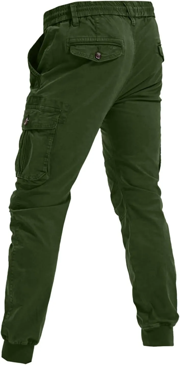 Cargo Pants Men Work Flexible Casual Pants Joggers Athletic Pants Loose Straight Leg Sweatpants with Multi Pockets