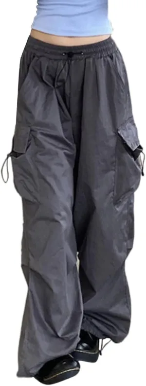 Cargo Pants Women Y2k Baggy Pants Low Waist Parachute Pants Joggers Cargo Sweatpants with Pockets Hippie Pants Y2k Streetwear