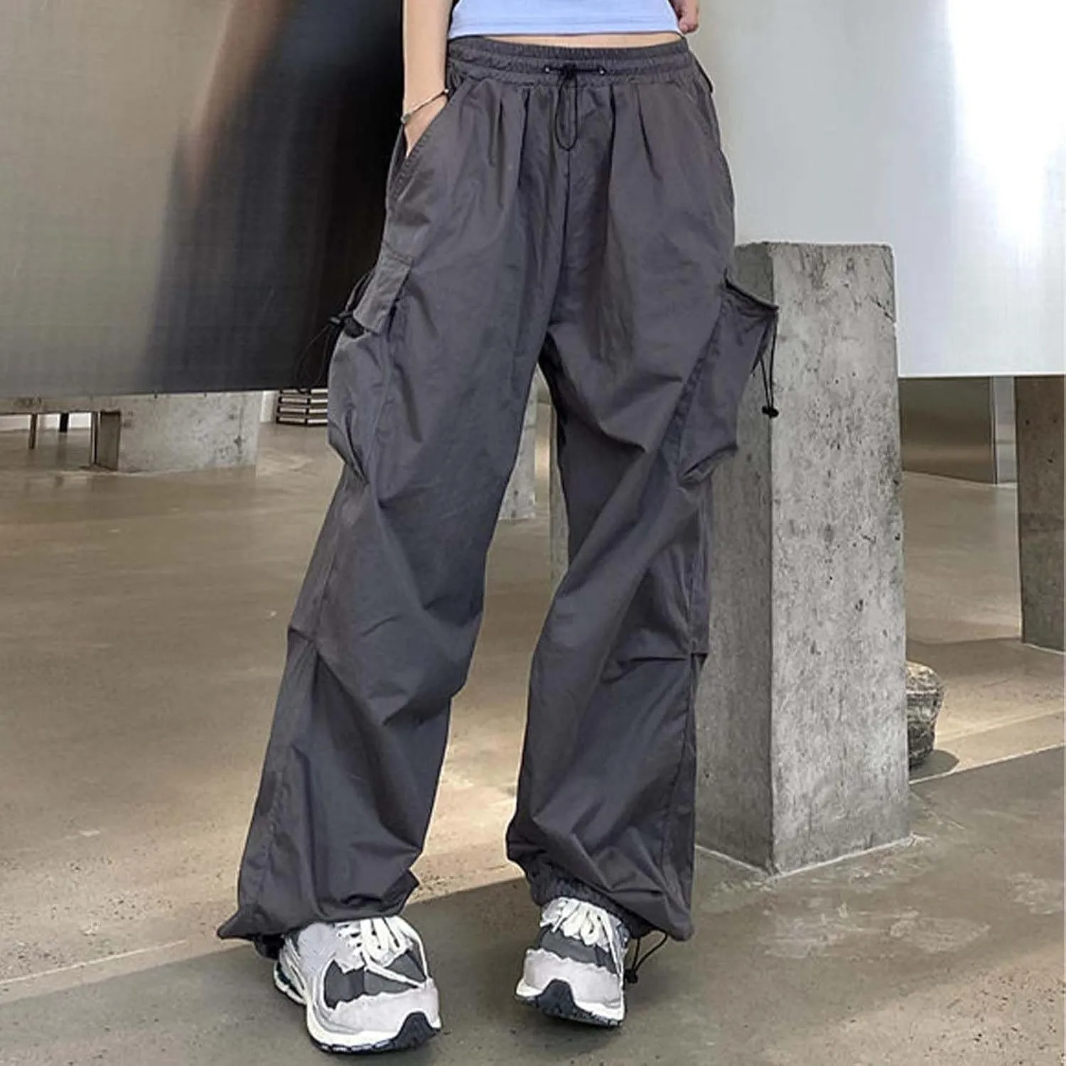 Cargo Pants Women Y2k Baggy Pants Low Waist Parachute Pants Joggers Cargo Sweatpants with Pockets Hippie Pants Y2k Streetwear