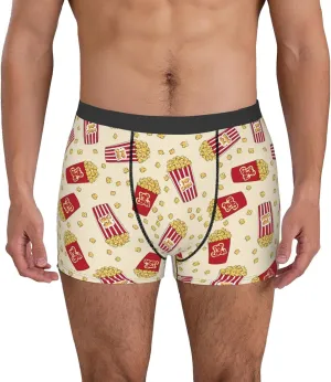 Cartoon Popcorn Print Boxer Briefs For Men Breathable Underwear-