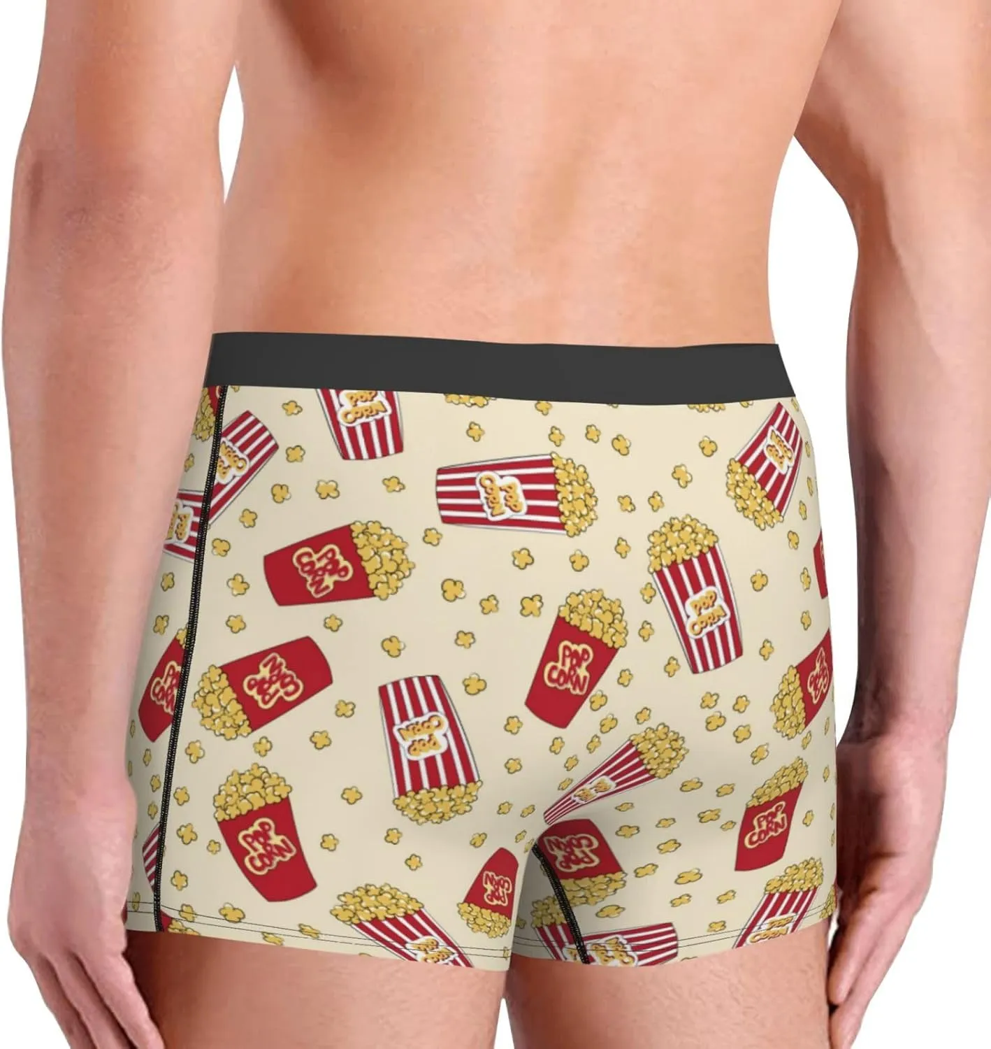 Cartoon Popcorn Print Boxer Briefs For Men Breathable Underwear-