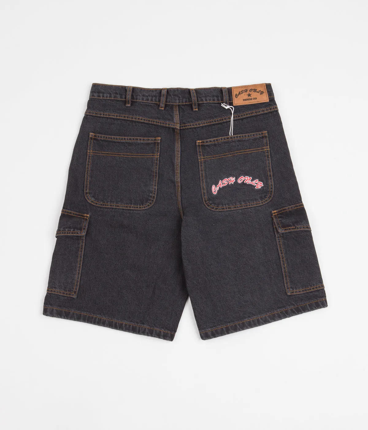 Cash Only Denim Cargo Shorts - Washed Black
