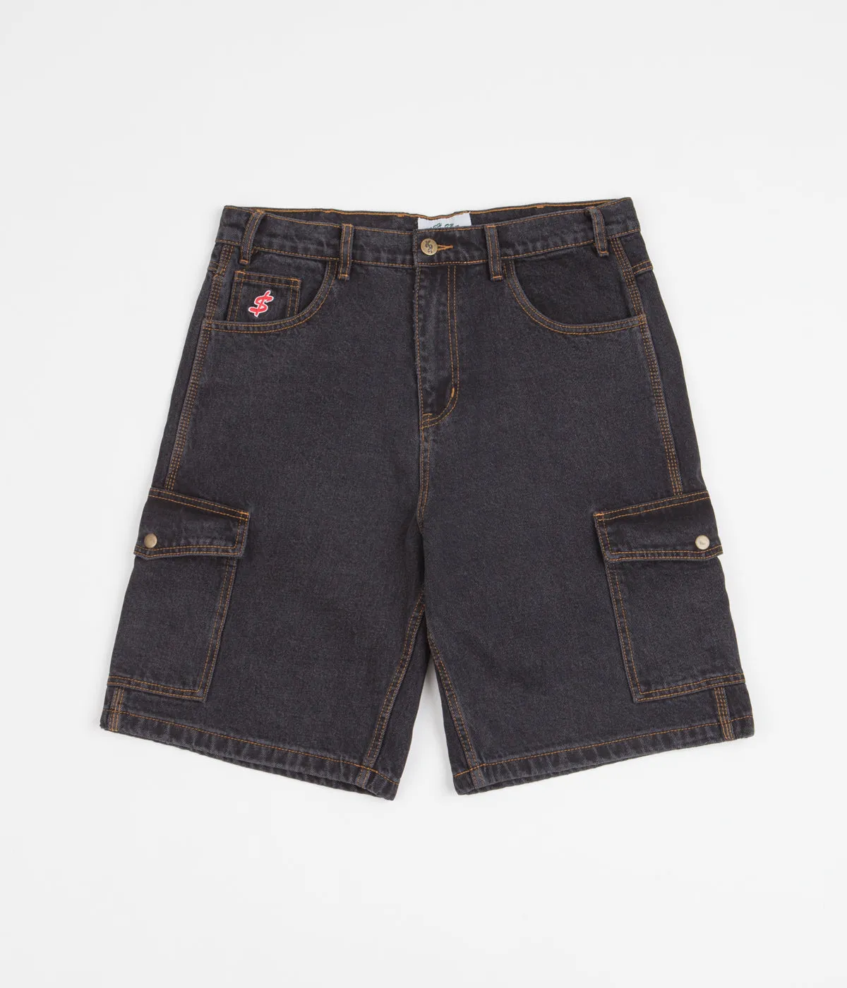 Cash Only Denim Cargo Shorts - Washed Black