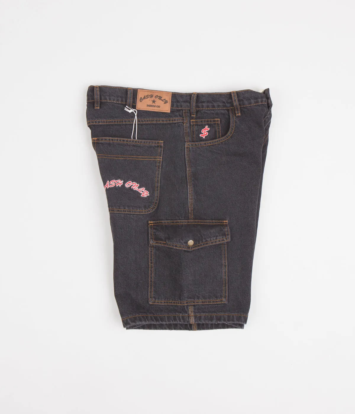 Cash Only Denim Cargo Shorts - Washed Black