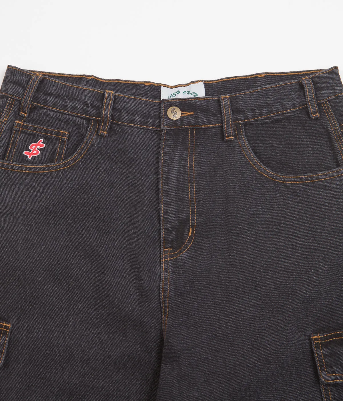 Cash Only Denim Cargo Shorts - Washed Black