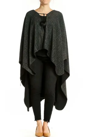 Charcoal Gray Oversized Knit Poncho