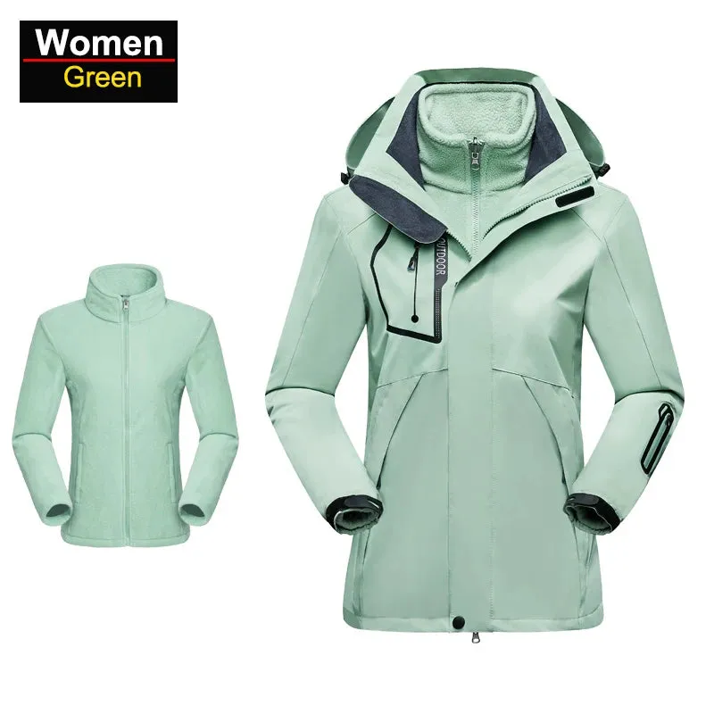 CHRLCK Thick Hiking Jacket Fleece Waterproof Winter Windbreaker for women