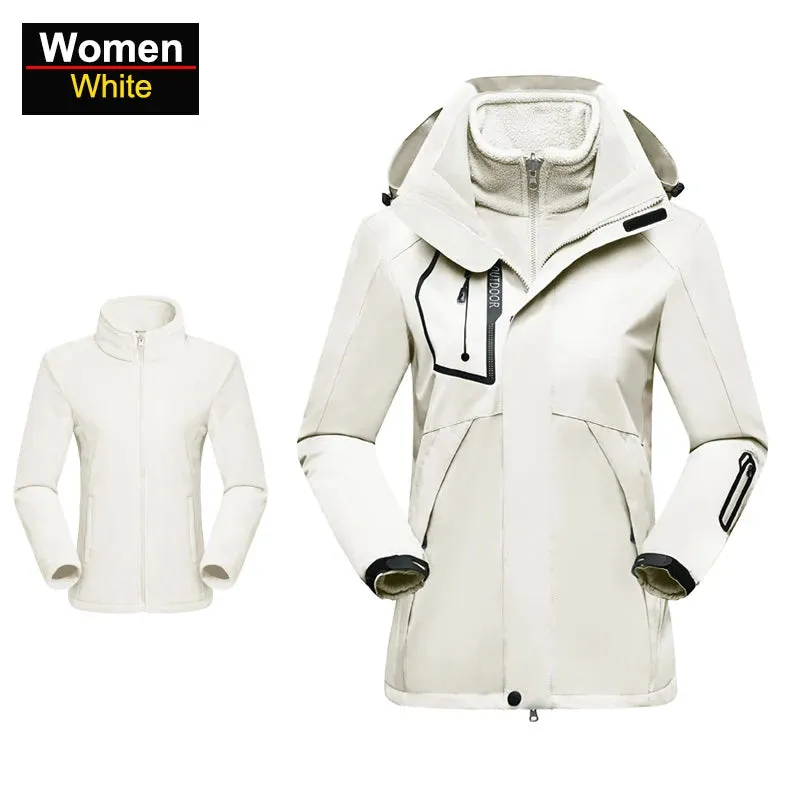 CHRLCK Thick Hiking Jacket Fleece Waterproof Winter Windbreaker for women