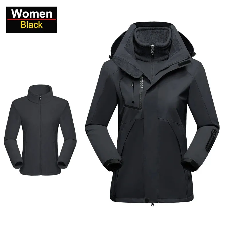 CHRLCK Thick Hiking Jacket Fleece Waterproof Winter Windbreaker for women