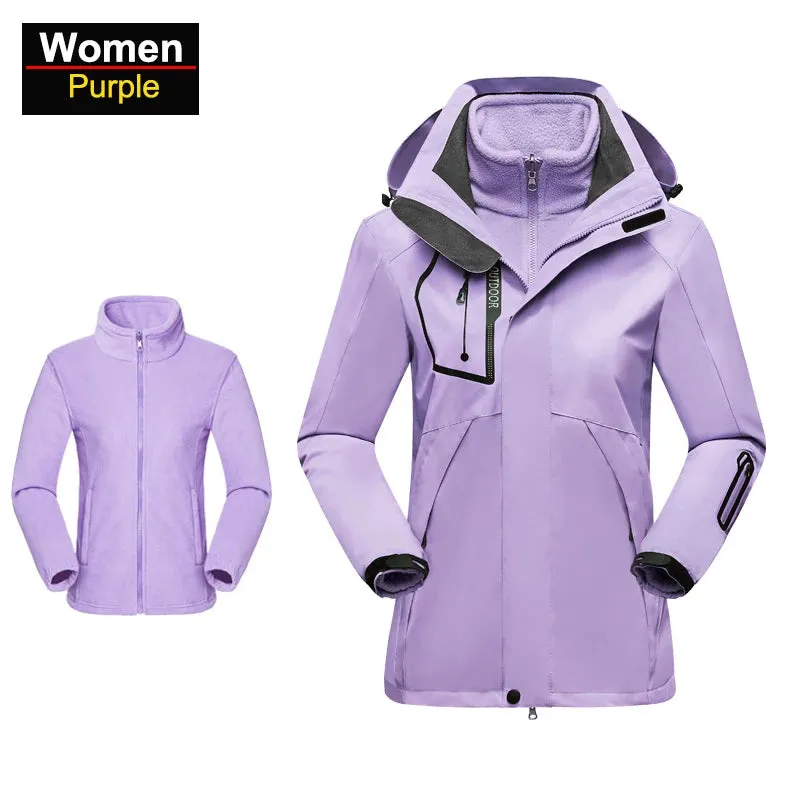 CHRLCK Thick Hiking Jacket Fleece Waterproof Winter Windbreaker for women