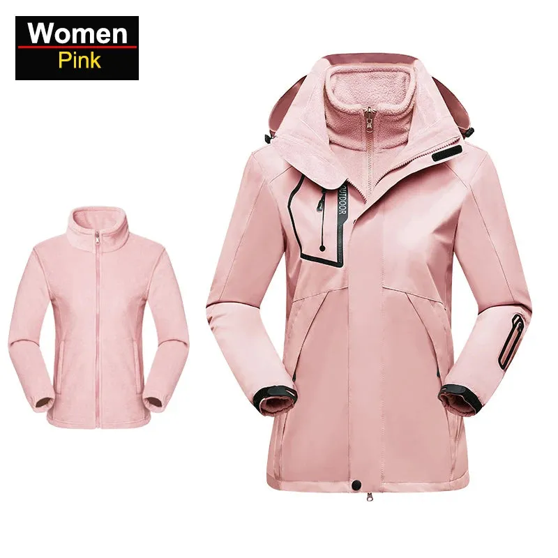 CHRLCK Thick Hiking Jacket Fleece Waterproof Winter Windbreaker for women