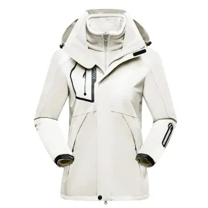 CHRLCK Thick Hiking Jacket Fleece Waterproof Winter Windbreaker for women