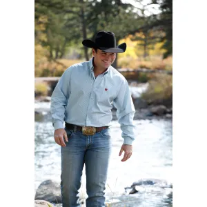 Cinch Men's Light Blue Geometric Button Down Western Shirt