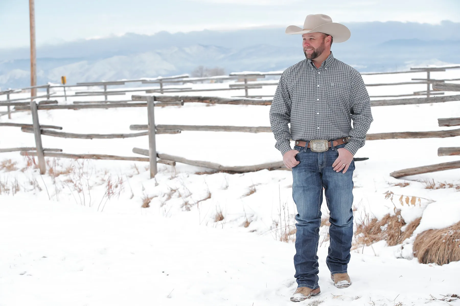 Cinch Men's Navy and White Geometric Print Western Shirt