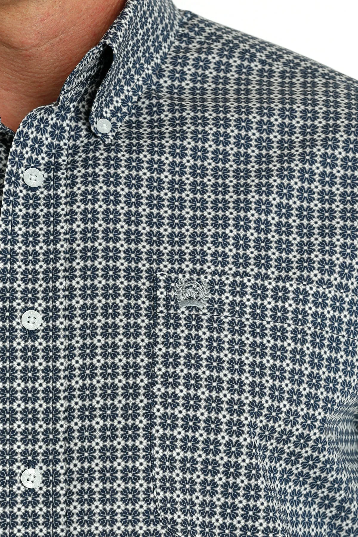 Cinch Men's Navy and White Geometric Print Western Shirt