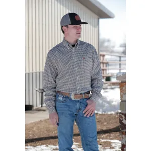 Cinch Men's White and Gold Geometric Print Western Shirt
