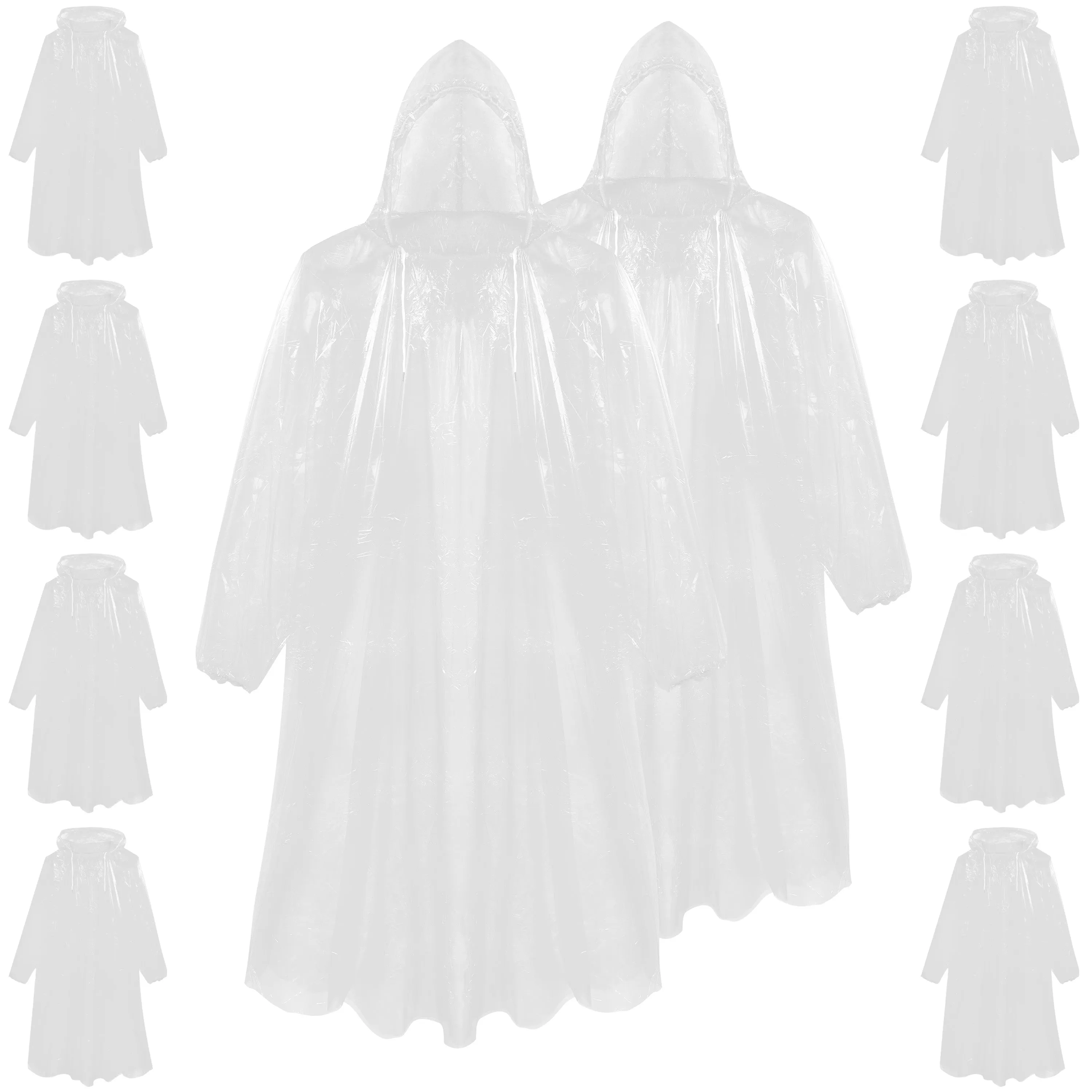 CityComfort Adults Rain Poncho Disposable Transparent Waterproof Ponchos Multipack