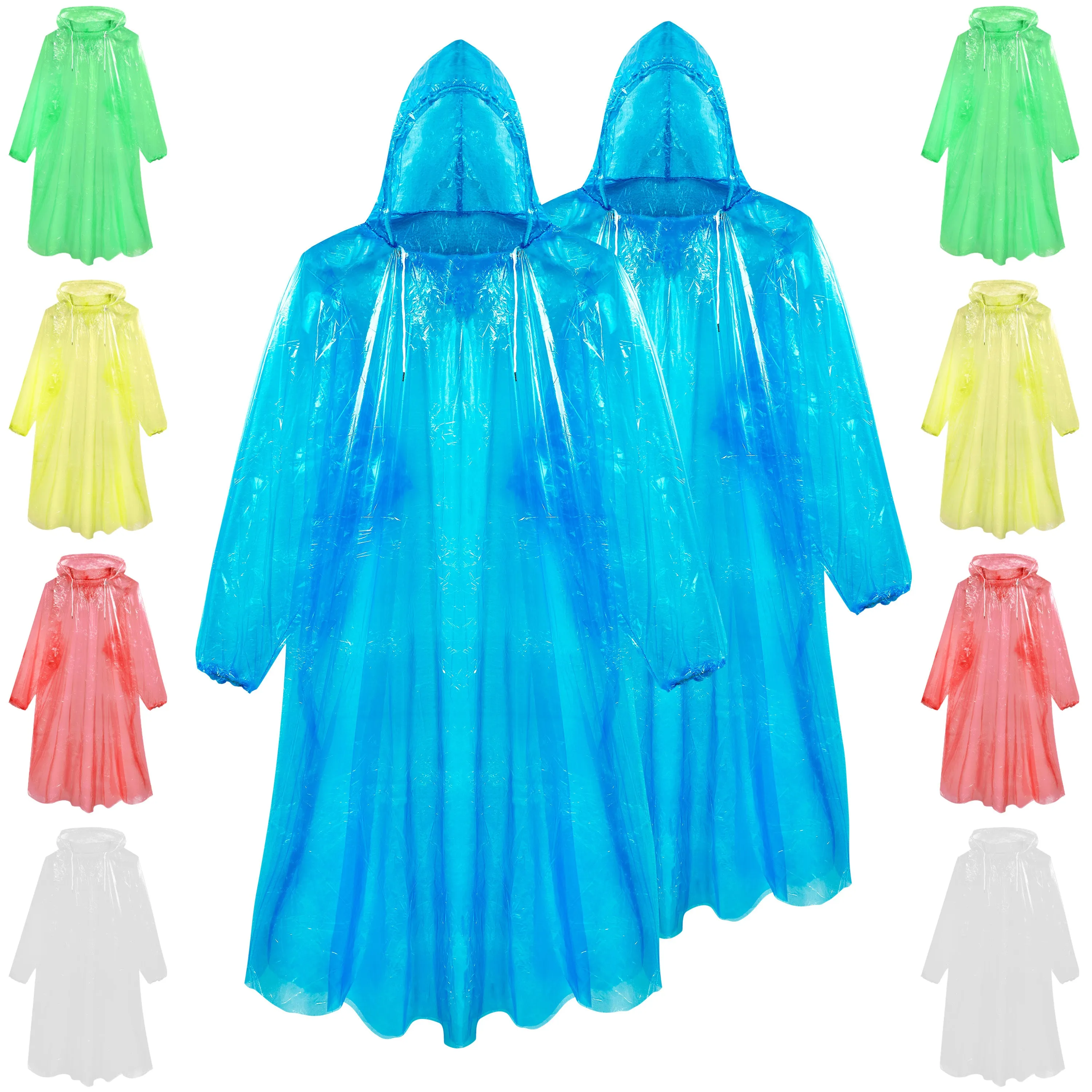 CityComfort Adults Rain Poncho Disposable Transparent Waterproof Ponchos Multipack