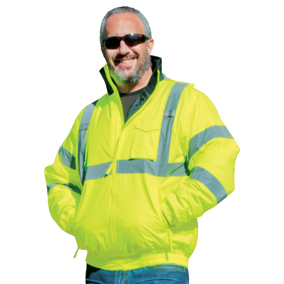 Class 3 Bomber Jacket with Quilted Liner - Lime - 3XL