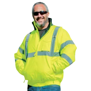Class 3 Bomber Jacket with Quilted Liner - Lime - Medium