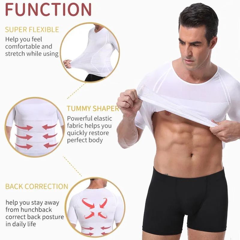Classix Men Body Toning T-Shirt Body Shaper Corrective Posture Shirt Slimming Fat Burning Compression top