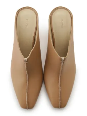 Closed Toe Mule Wooden Heel Sandals