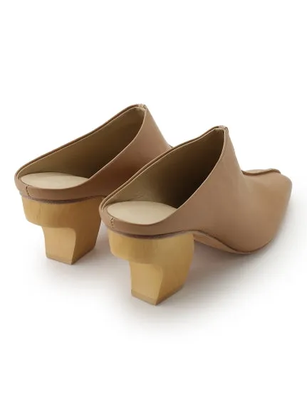 Closed Toe Mule Wooden Heel Sandals