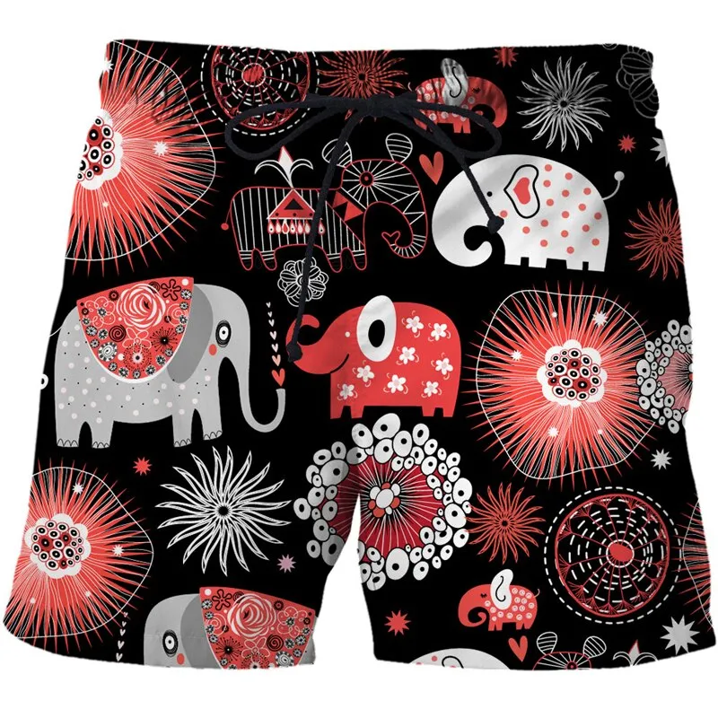 Colorful animal print beach board shorts funny 3D printed mens casual