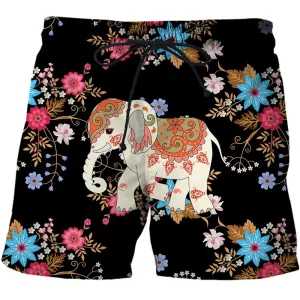 Colorful animal print beach board shorts funny 3D printed mens casual