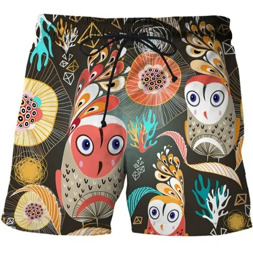 Colorful animal print beach board shorts funny 3D printed mens casual