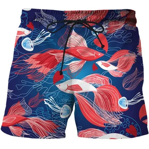 Colorful animal print beach board shorts funny 3D printed mens casual