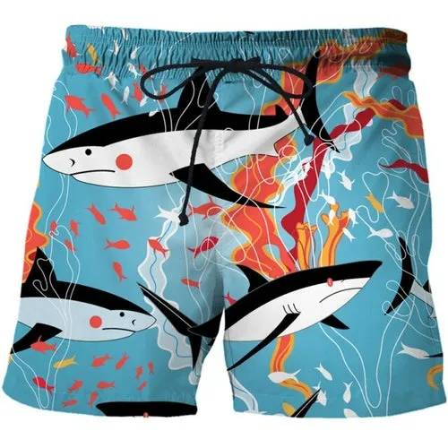 Colorful animal print beach board shorts funny 3D printed mens casual