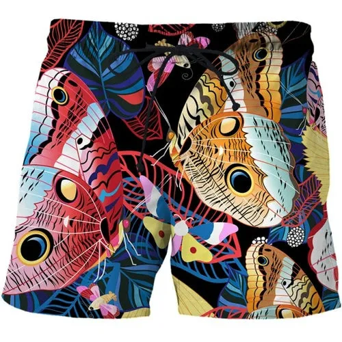 Colorful animal print beach board shorts funny 3D printed mens casual