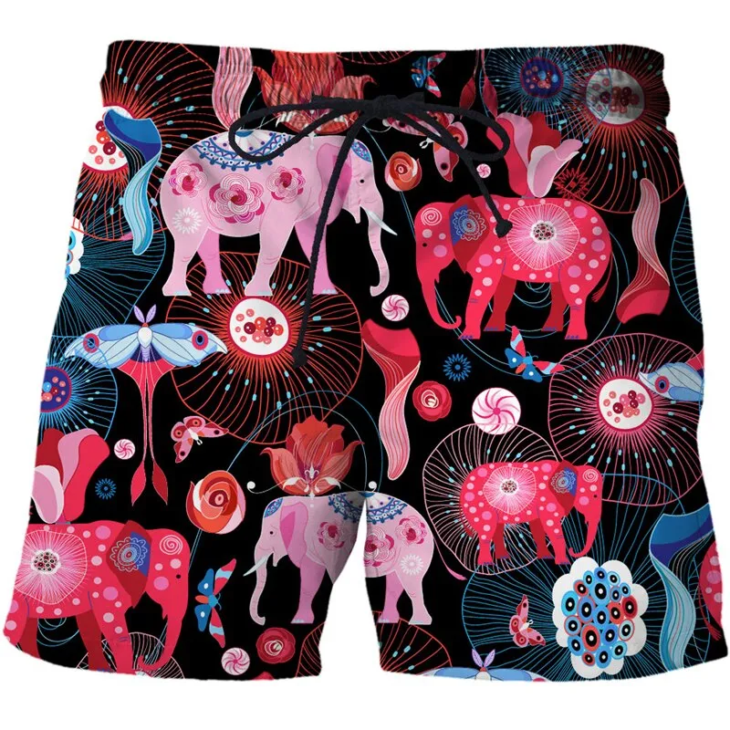 Colorful animal print beach board shorts funny 3D printed mens casual