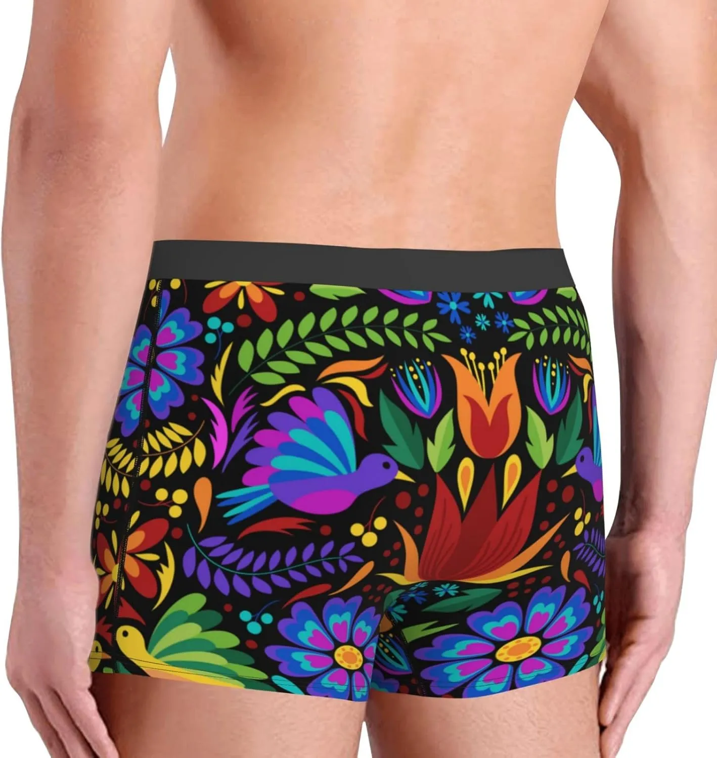 Colorful Floral Print Boxer Briefs For Men Breathable Underwear-