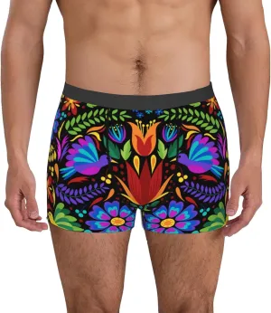 Colorful Floral Print Boxer Briefs For Men Breathable Underwear-