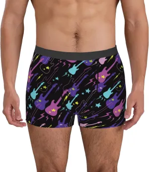 Colorful Guitar Print Boxer Briefs For Men Breathable Underwear-