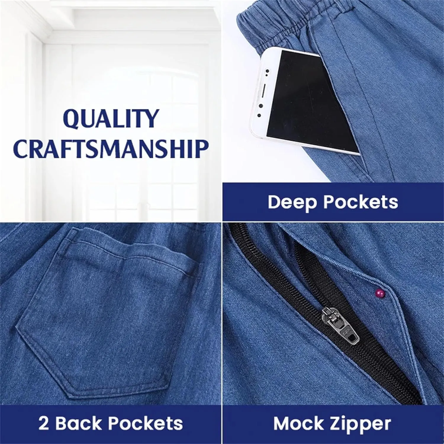 Cooliflex Jeans, Gentsflex - Flexible Waist Straight Fit Comfort Denim Mens Elastic Waist Jeans Relaxed Fit with Zipper