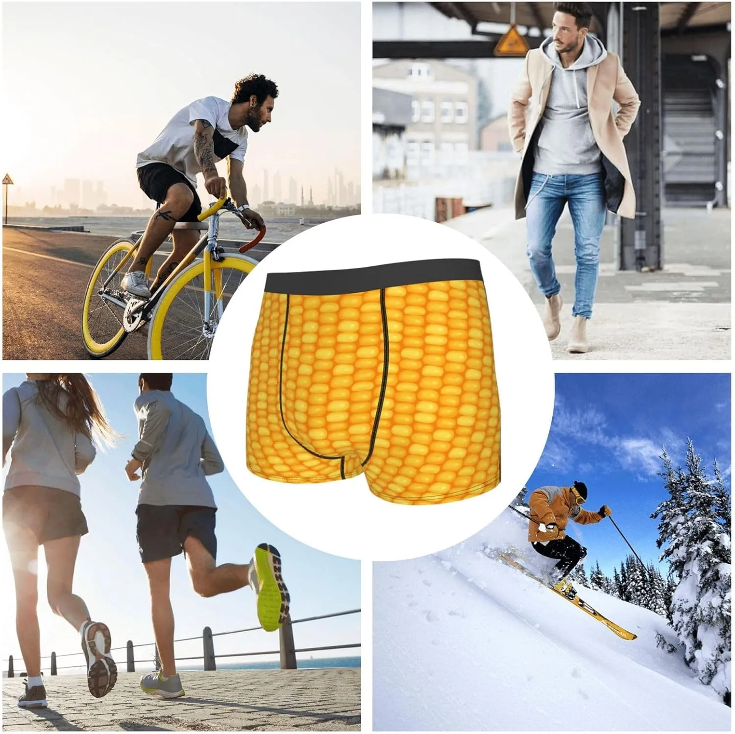 Corn Kernels Print Boxer Briefs For Men Breathable Underwear-