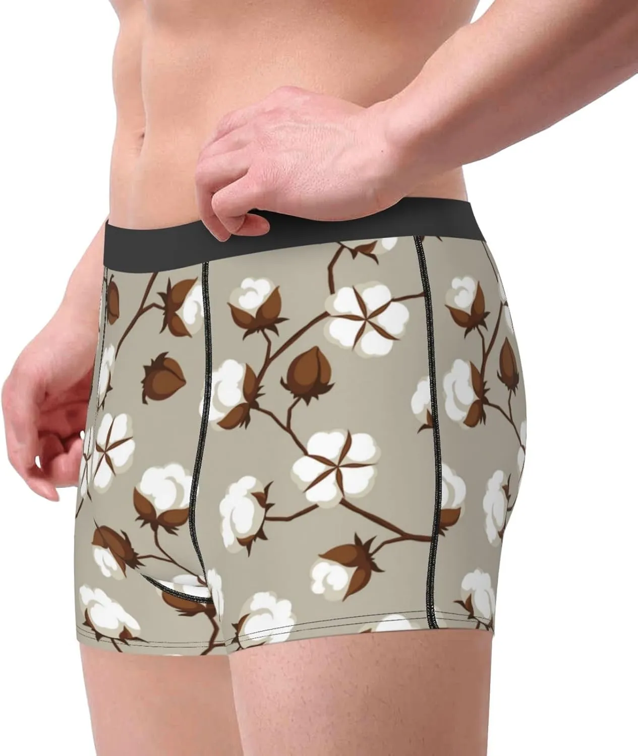 Cotton Tree Print Boxer Briefs For Men Breathable Underwear-