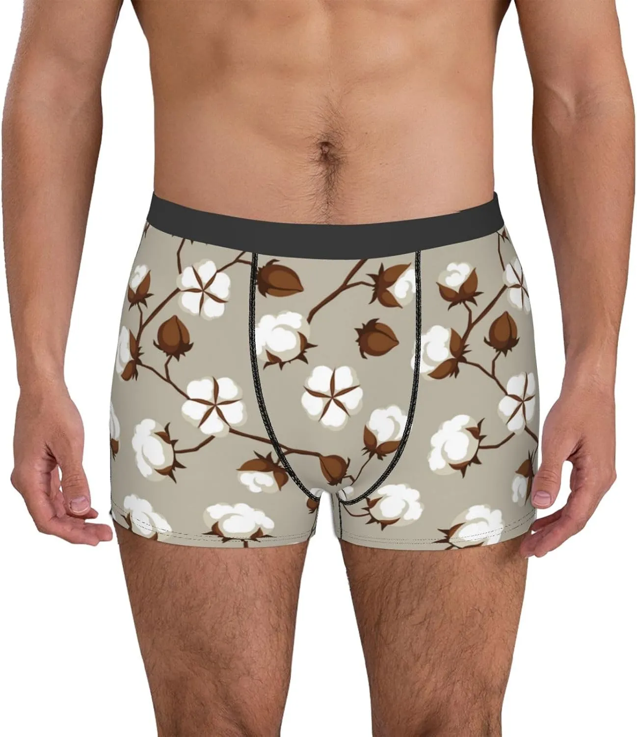 Cotton Tree Print Boxer Briefs For Men Breathable Underwear-