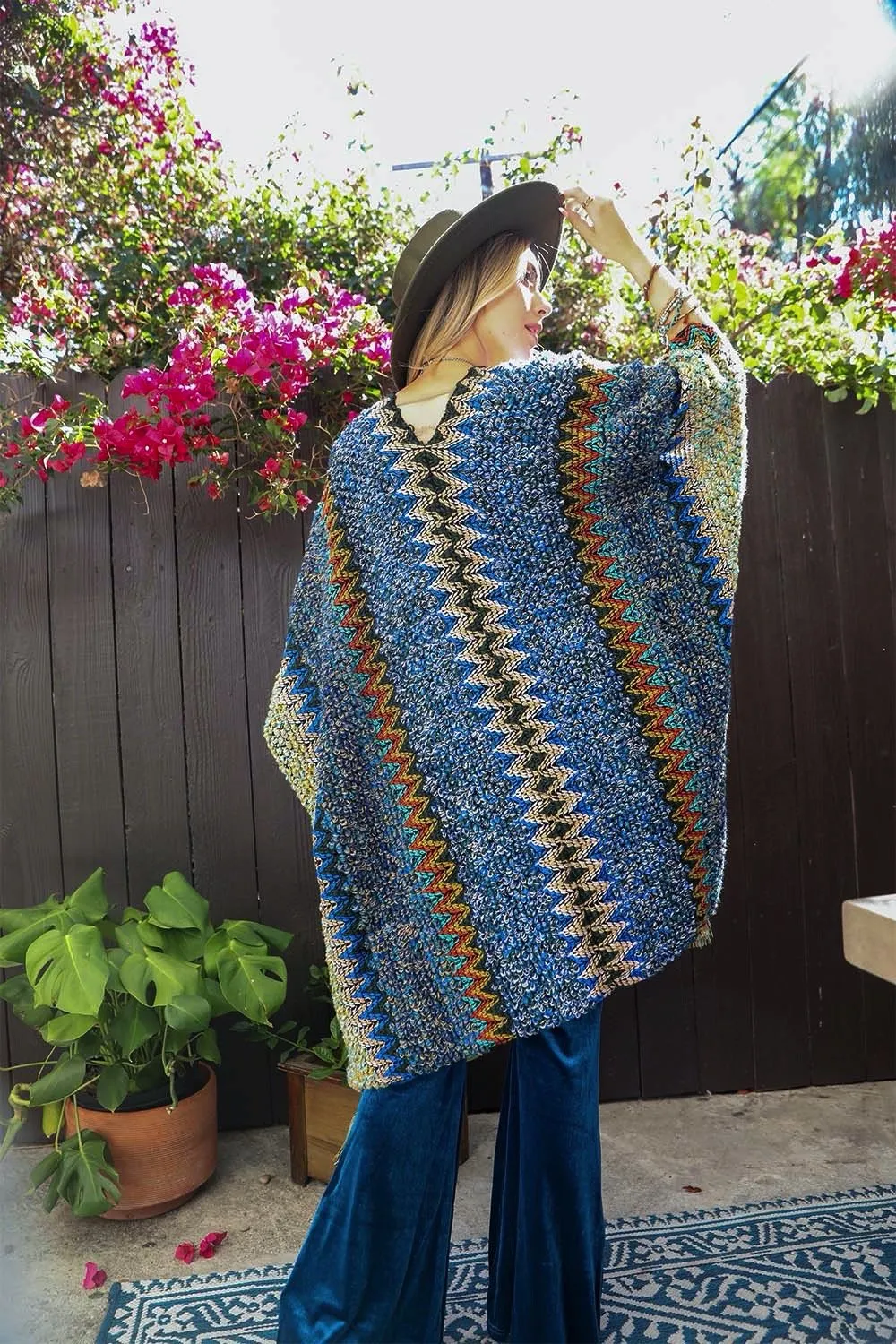 Crochet Patterned Ruana with Tassels 👌🏻